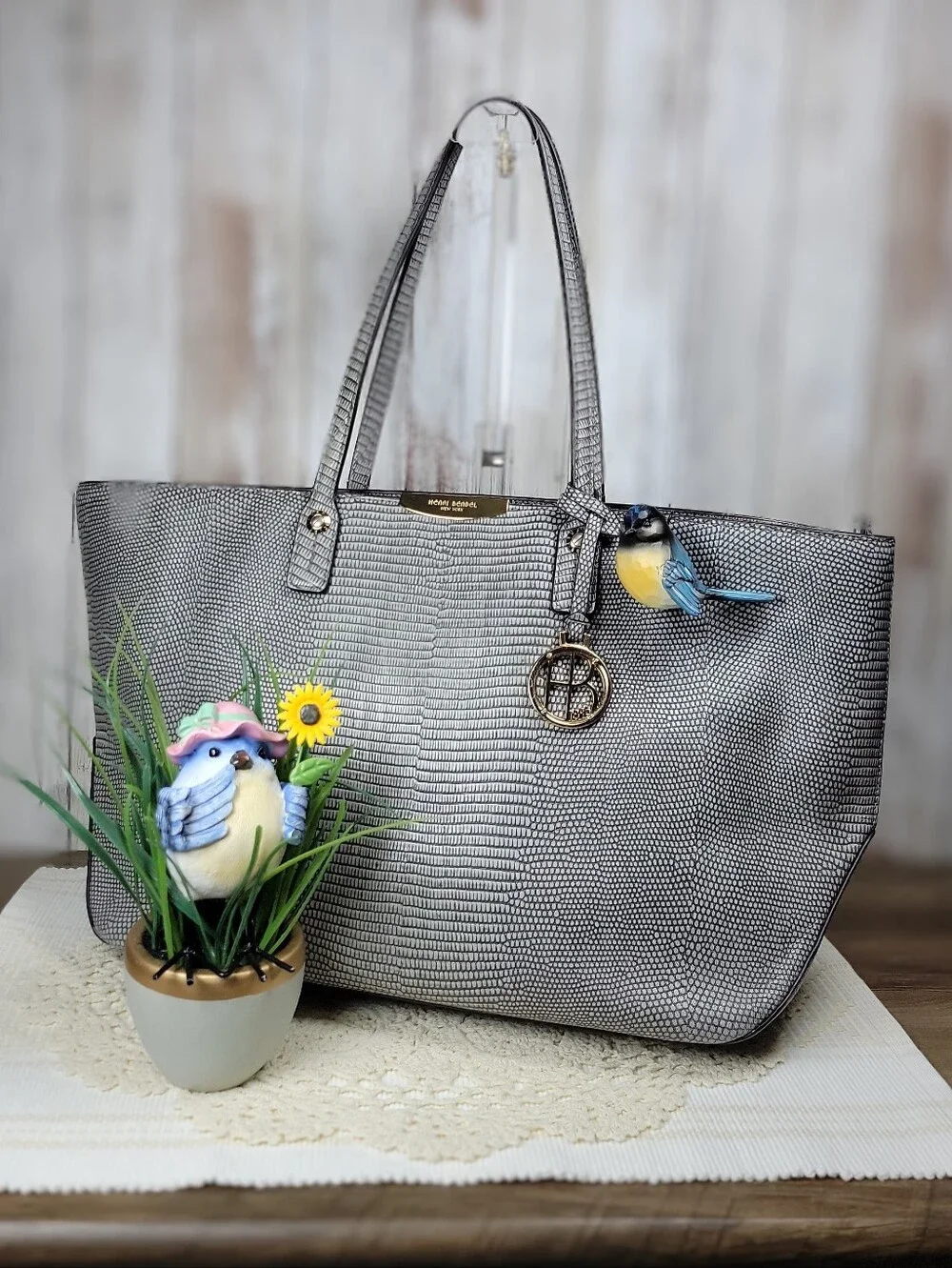 henri bendel Lizard-embossed Tote - Picture 1 of 10